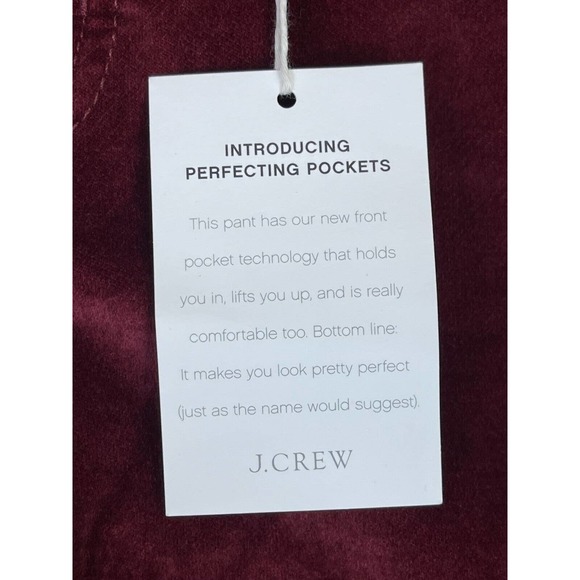 JCREW 9" high-rise toothpick jean in velvet Adult 27 Crimson Maple Womens NWT - Picture 7 of 14